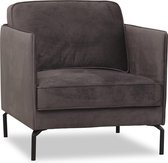 Fancy velvet - Fauteuil - antraciet - velours - stalen pootjes - zwart