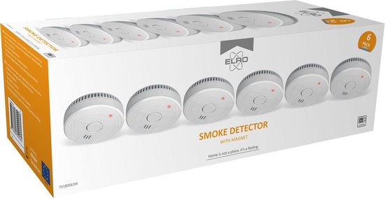 ELRO FS1805 Rookmelder met 5 Jaar Batterij en Magneet Montage - Voldoen aan Europese Norm EN14604 - 6 stuks