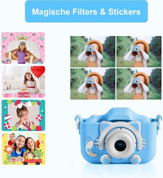 OHOME® Digitale Kindercamera HD 1080p 32GB Inclusief Micro SD Kaart - Vlog Camera voor Kinderen - Digitaal Kinderfototoestel - Klein Formaat Speelgoed Camera  - Blauw - Ohome