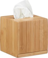 Relaxdays tissue box vierkant - zakdoekjes houder van hout - tissuehouder - zakdoekendoos