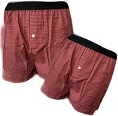 Embrator 2-stuks mannen Boxershorts geweven katoen donkerrood/beige M