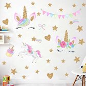 Muursticker | Unicorn | Eenhoorn | Slingers | Wanddecoratie | Muurdecoratie | Slaapkamer | Kinderkamer | Babykamer | Jongen | Meisje | Decoratie Sticker |