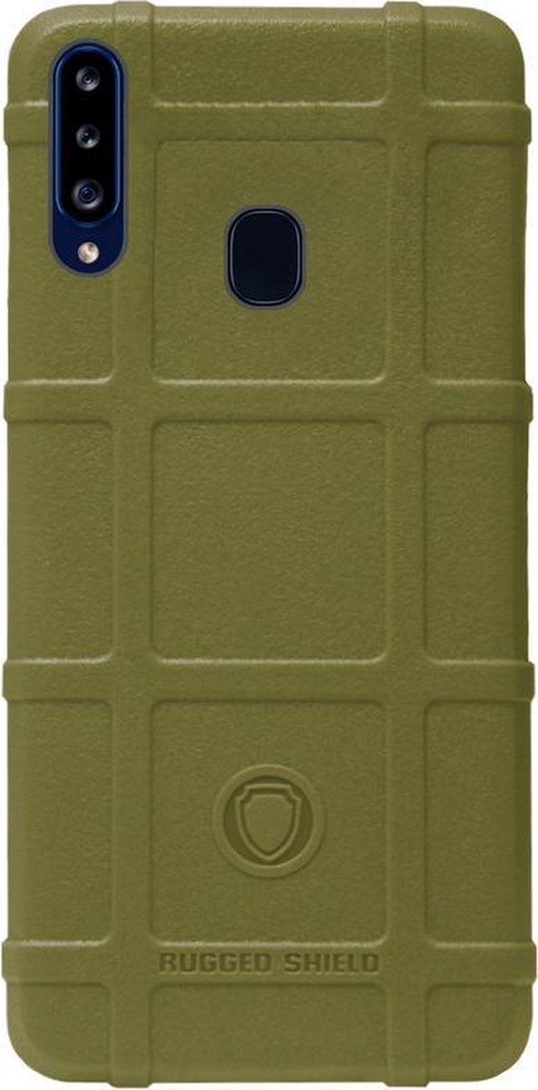 RUGGED SHIELD Rubber Bumper Case Hoesje Geschikt voor Samsung Galaxy A20s - Groen