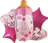 Folie Ballonnen - Babyshower - It's a Girl & Baby Girl - Roze - 80 cm
