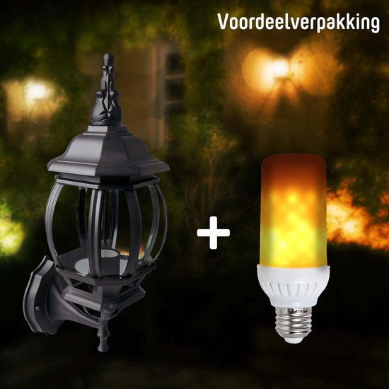 zegen leven Hopelijk LED RETRO Buitenlamp met vlamverlichting - 1 x fakkel wandlamp | bol.com
