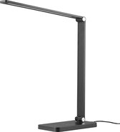 Novus Verstelbare LED Bureaulamp - Draadloze Oplaadfunctie en USB-Oplaadpoort – Dimbaar met Wit en Warm Licht - Zwart