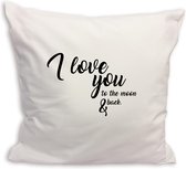 Kussensloop Wit - I Love You To The Moon - 60 x 60 cm