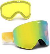 VAIN Slopester Apres Pack - Unisex Magnetische Skibril - Goud/Gele Spiegel REVO Lens + Extra lens + Bewaarcase