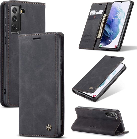 Étui Samsung Galaxy S21 Plus Vintage Charcoal Grey - CaseMe Wallet Book Case