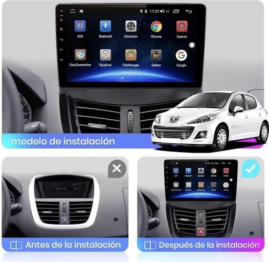 Peugeot 207 2006-2015 Système de navigation et multimédia Android 10 1 + 16  Go | bol
