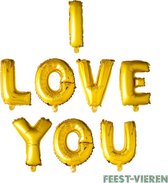 Folieballon Letters I Love You 41cm Goud | Valentijn verrassing | Valentijn Kado