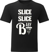 T-Shirt - Fun T-Shirt - Fun Tekst - Casual T-Shirt - Lifestyle T-Shirt - Food - Pizza - Slice Slice Baby - Zwart - L