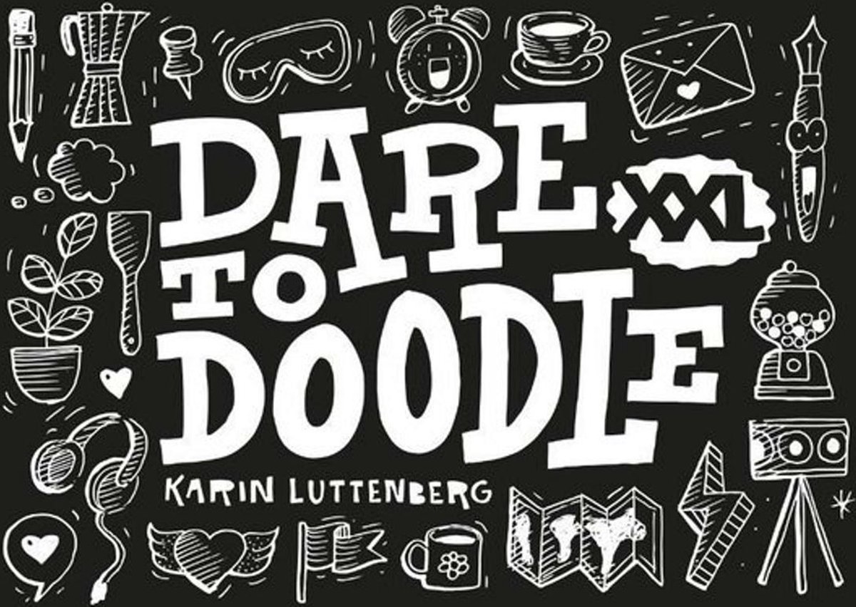 Dare to Doodle XXL Boek  + 1 Doodle Oefenblok A5 Formaat, Wire-O gebonden. Kleur omslag: Zwart + 2 Sakura Pigma Micron Fineliners - Paperfuel