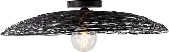QAZQA glan - Oosterse Plafondlamp - 1 lichts - Ø 600 mm - Zwart - Woonkamer | Slaapkamer | Keuken