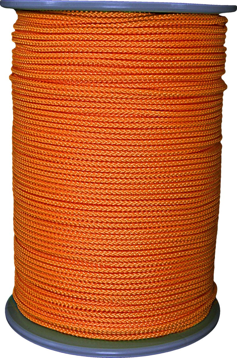 300 mtr - Touw - oranje- 3mm - Gevlochten Koord