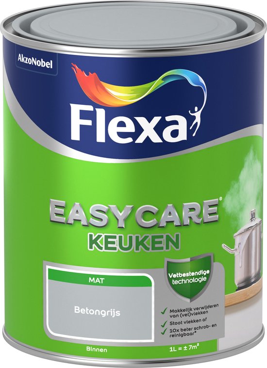 keuken Bully droogte Flexa Easycare - Muurverf Mat - Keuken - Betongrijs - 1 liter | bol.com