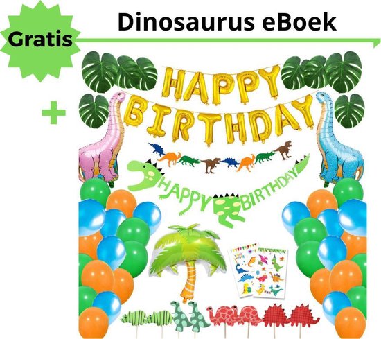 Dino Verjaardagsdecoratie, 5 jaar, 37 stuks, dinosaurus verjaardagsdecoratie, jongens 5 jaar, groene ballonnen, dinosaurusballonnen, 3D-films, dinosaurusballon, jungle verjaardagsbanner voor jongens