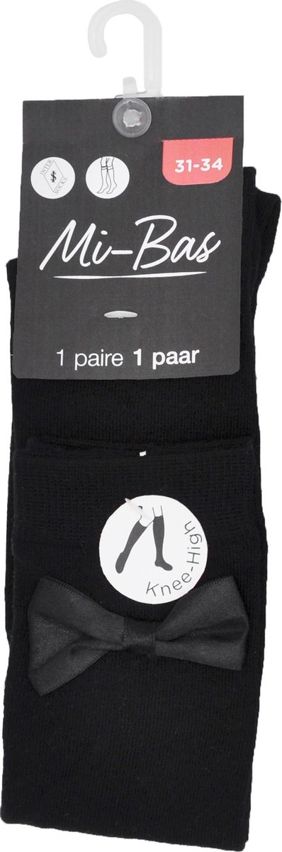 Kniekous Meisjes Met Strik - Maat 31/34 - zwart - 3 paar  chaussettes socks