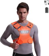 Wolfco LED Hardloopvest – Running Vest – LED – Fluohesje – Veiligheidshesje - Reflectievest – Oranje – USB – Oplaadbaar – Hardloopaccessoires – Verlichting – Maat S/M/L