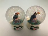 Glitterbol - Glas - met toekan erin - 2 stuks