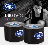 CureTape® Sports voordeelset - 2 rollen - Kinesiotape - Zwart - Extra kleefkracht - 5cm x 5m