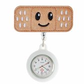 Fako® - Verpleegstershorloge - Zusterhorloge - Verpleegster Horloge - Roller Pleister - Emoji Smile - Wit