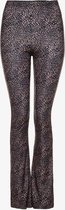 Jazlyn dames flared broek met dierenprint - Zwart - Maat M