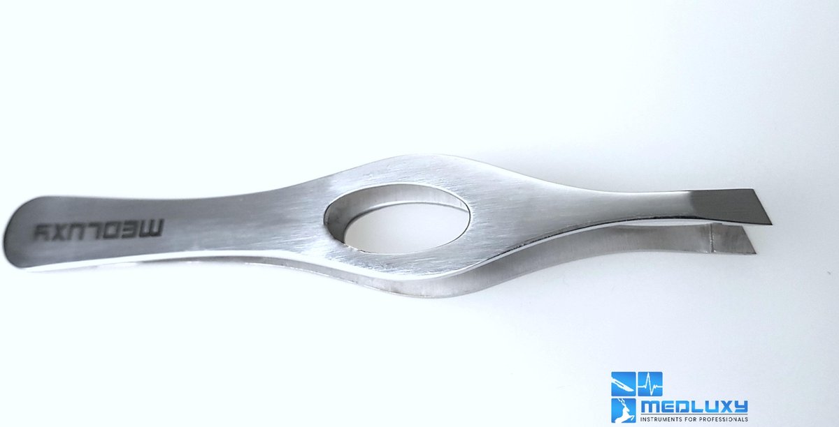 Goedkoopste MEDLUXY Pro - Epileer Pincet - Slanted - Zilver - Schuine tip - 10 cm [tweezer]