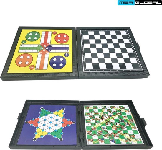 Afbeelding van het spel 4-in-1 Magnetisch Bordspel - Met Schaken en Ludo - Reisspel - Bord Spel - Spelletjes voor Volwassenen en Kinderen - Spel voor Kerst
