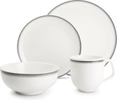 Salt&Pepper Alba Servies Set - 16-Delige - Porselein - Wit/zwart