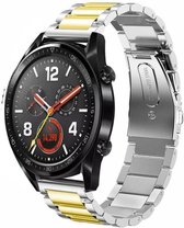 Stalen Smartwatch bandje - Geschikt voor  Huawei Watch GT stalen band - zilver/goud - 46mm - Horlogeband / Polsband / Armband