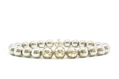 Beaddhism - Armband - Hematiet (RVS Steel colored) - 925 Zilver - Eva 3 - 8 mm - 18 cm