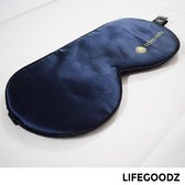 Lifegoodz slaapmasker reisaccessoire donkerblauw blue 100%silk stof goede nachtrust masker