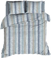 Romanette Kevin - Flanel - Dekbedovertrek - Eenpersoons - 140x200/220 cm - Blauw/Beige