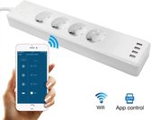 DrPhone WSPS 01 – Smart Stekkerblok – Verlengsnoer – Alexa – Google Home – IFTTT -  Mobiele App – Afstand Bestuurbaar – Stem Herkenning - 4 EU stekkers -  4 USB Poorten - Wit