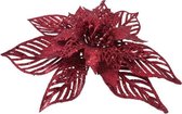 Kerstroos op Clip - Rood/Glitter - ø18cm