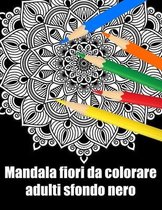 Mandala fiori da colorare adulti sfondo nero