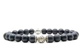 Beaddhism - Armband - Matt Black - 925 Zilver - Lucky Dragon - 8 mm - 17 cm