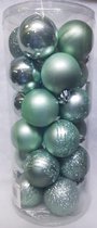 Totally Christmas | Kerstbal 8 cm | Kerstballen | Mix Koker | 24 stuks | Mint Groen