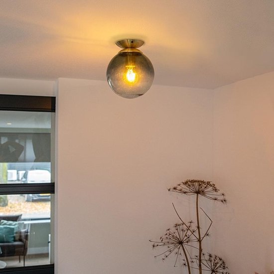 achterstalligheid gelijktijdig bevel QAZQA pallon - Art Deco Plafondlamp - 1 lichts - Ø 200 mm - Blauw -  Woonkamer |... | bol.com