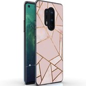 iMoshion Design voor de OnePlus 8 Pro hoesje - Grafisch Koper - Roze / Goud