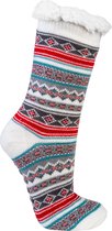 Socks 4 Fun - Warme huissok - anti slip zool - grijs/wit - 1 maat - A
