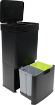 4cookz® Smart Waste Black Mat Prullenbak Afvalscheiding met sensor 72 L