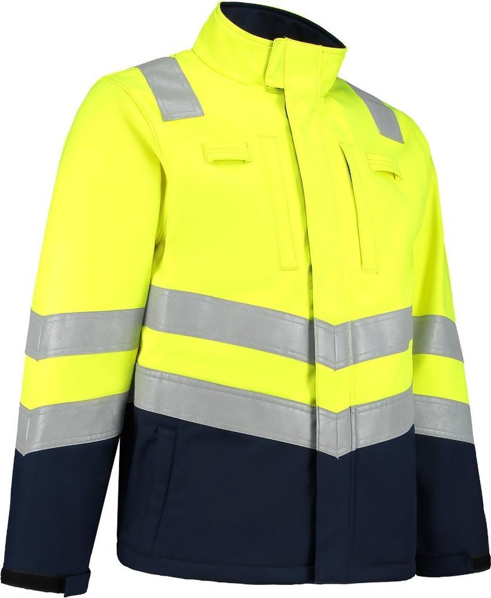 Dapro Spectre Multinorm Softshell Jas - Maat 4XL - Marineblauw/Hi-Vis Geel - Vlamvertragend , antistatisch , vlamboog en chemicaliën resistent