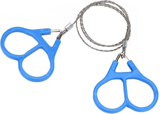 Bleu 1 pc Scie à fil en acier inoxydable Scie à poche extérieure fil Pratique outil de survie en cas durgence avec poignée à doigt pour la coupe 
