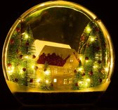 J-Line Decoratie Winter Huis+Bomen Led Acryl Wit/Groen Large