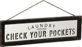 J-Line Plakkaat Laundry Hout Wit/Zwart