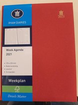 Ryam Diaries week agenda 2021 rood, 22.5 x 18.5 cm