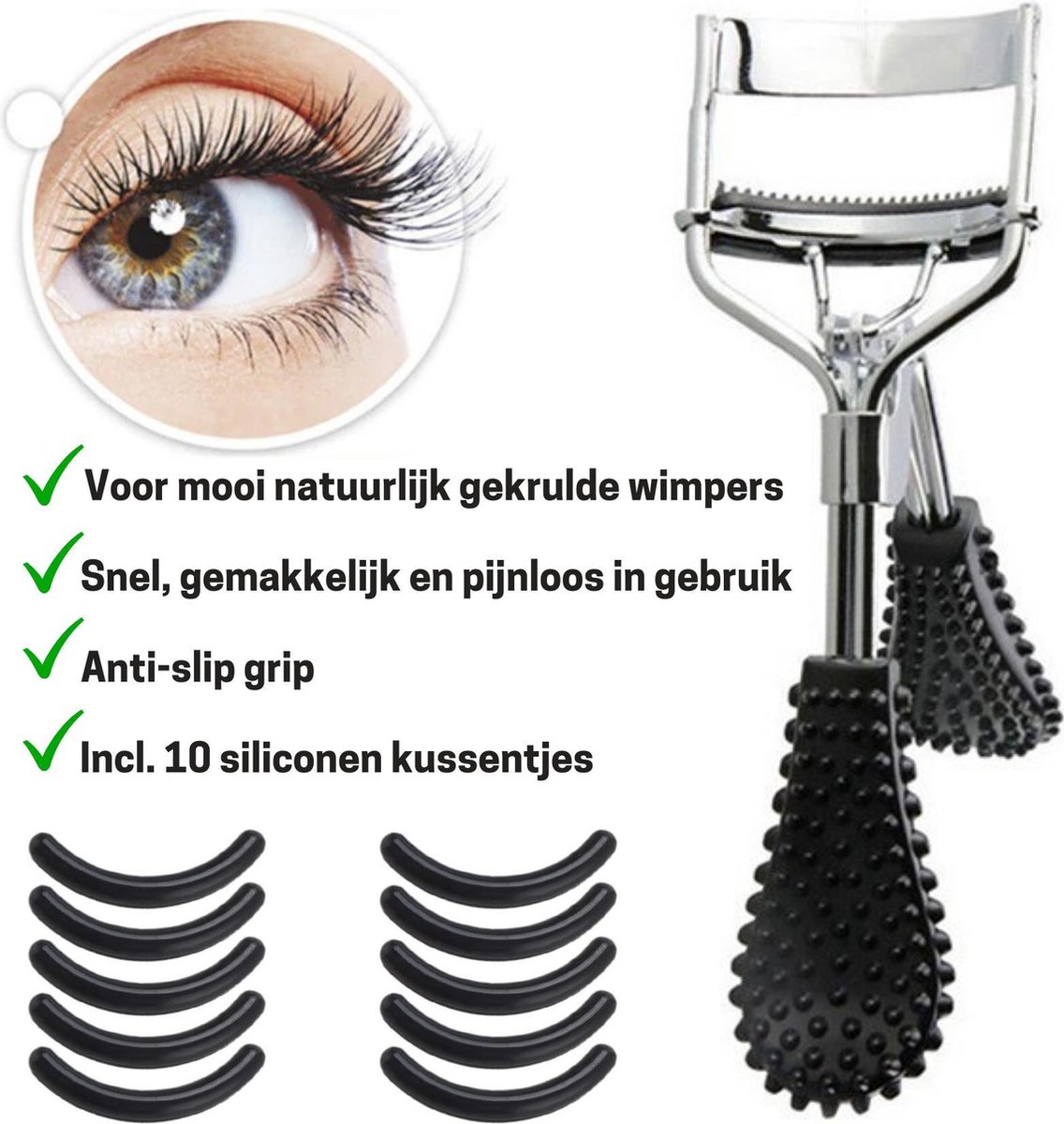Wimperkruller (zwart) met anti-slip grip voor mooi natuurlijk gekrulde  wimpers -... | bol.com