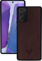 Kudu Samsung Galaxy Note 20 hoesje case - Houten backcover - Handgemaakt en afgewerkt met duurzaam TPU - Wengé - Zwart